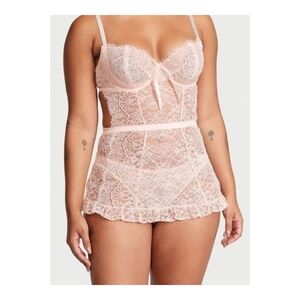 NWOT Victoria Secret Bling Wicked Open Back Babydoll Pink Large